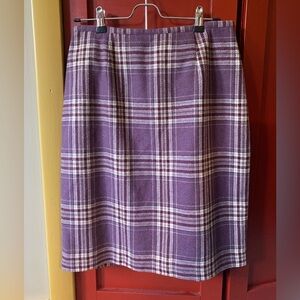 Wool Blend Plaid Purple Pencil Skirt